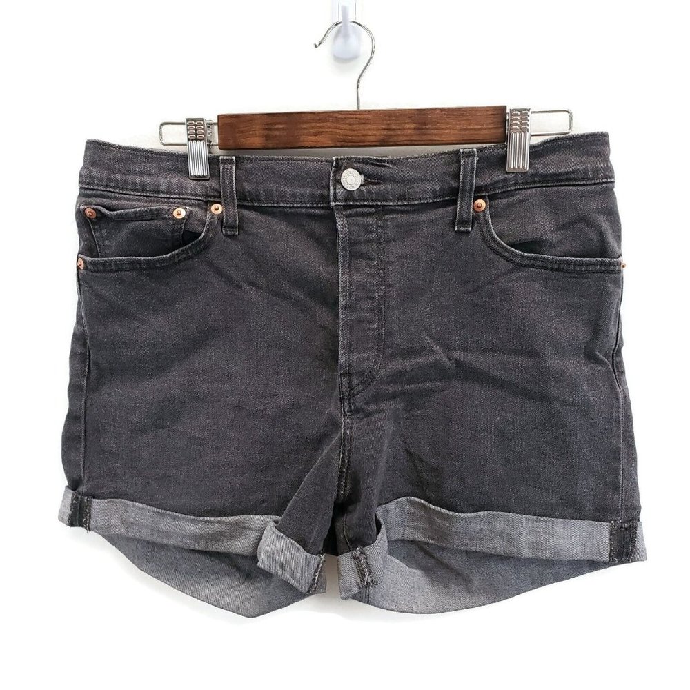Levis Womens Gray Wedgie Short Size 32 Rolled Hem Denim Casual Button Fly Summer
